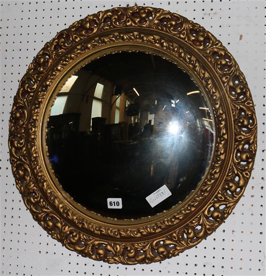 Gilt framed circular mirror(-)